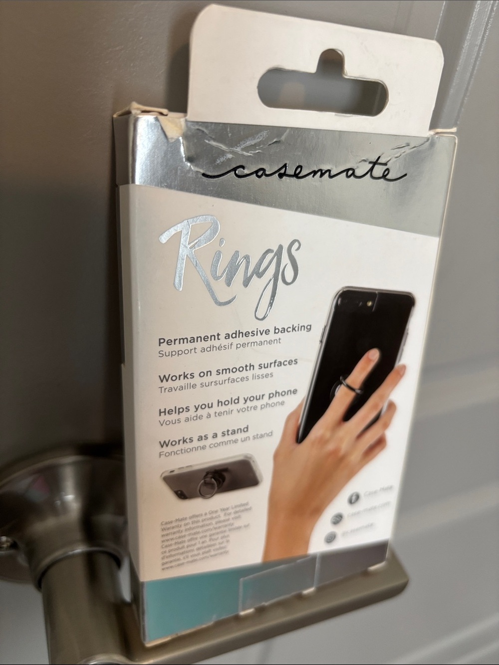 CASE-MATE Phone Ring Holder with 360° Rotating Grip - Black - Picture 3 of 3